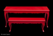 Conjunto de mesas laqueada vermelha
